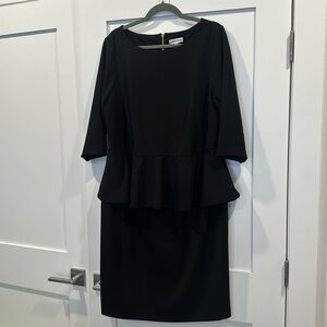 Calvin Klein Work 3/4 Sleeve Peplum Sheath Dress